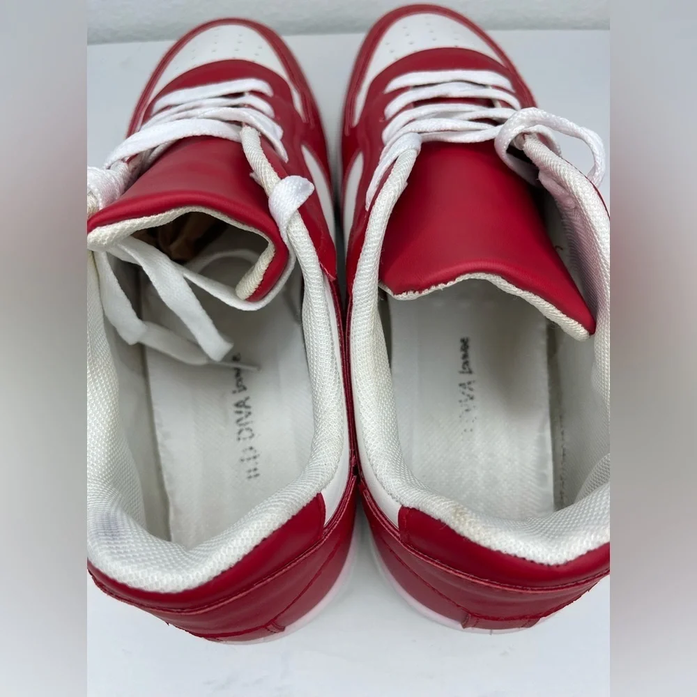 Wild Diva Lounge Red White Lace up Sneakers Retro Casual Size 10